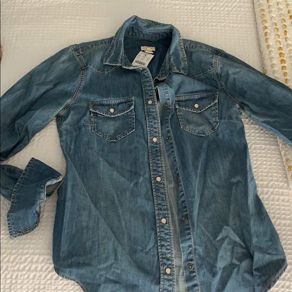 Nwt Jcrew Factory Chambray Snap Button Top - image 1